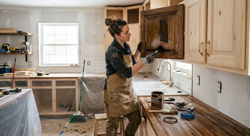 Built In Cabinetry Staining in Lafayette, IN